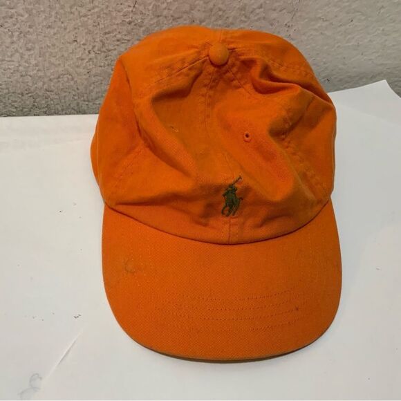 Ralph Lauren Polo orange Blue Pony Adjustable Strap Baseball Hat - Picture 4 of 5